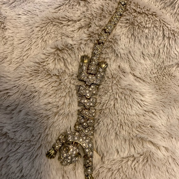 Vintage Leopard Cheetah Rhinestone Brooch - Picture 2 of 5